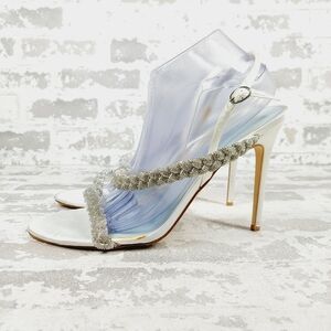 New Nine West Talip Glass Stone-embellished Textile Heels F967